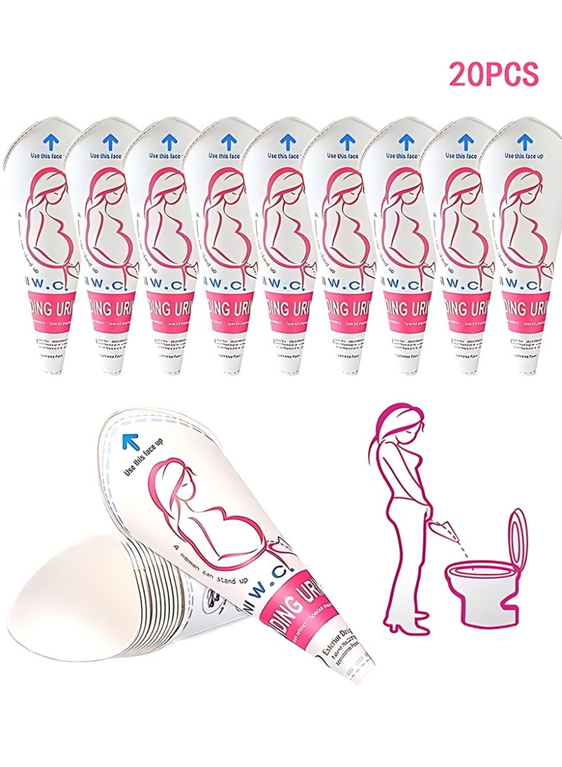XULEBAO 20-Piece Disposable Urinal Funnel, Waterproof Paper, Vertical Leak-proof, Suitable for Camping, Travel, Public Toilets, Women, Pregnant Women, Injured Individuals, and Children. - Image 1